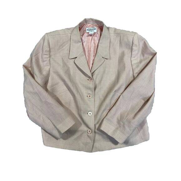 Pendleton Blazer Womens 20W Pink Plus Wool Shoulder Pads Formal Business - Picture 1 of 7